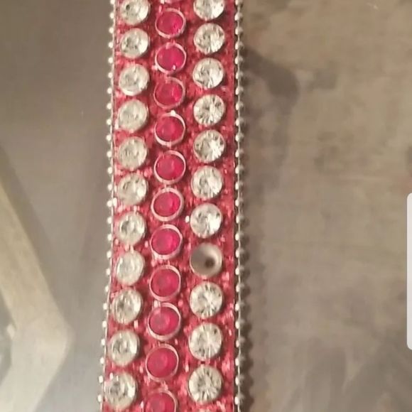 DNA PREMIUM WEAR BELT RED GLITTER W/RED & SILVER STONES. SZ. XS MISSING 1 STONE - Picture 9 of 11